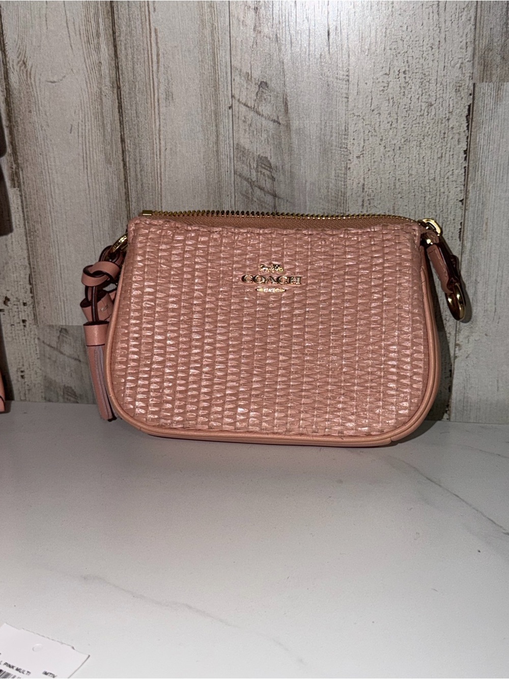 Coach Leather Straw Nolita 15 in Shell Pink